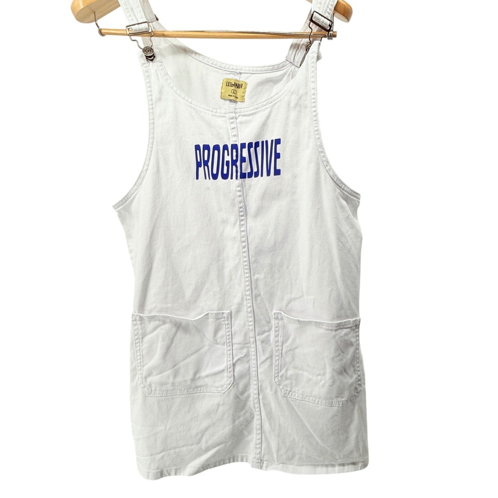 Super cute and RARE Lily‎ Parker White Jean Overall Dress Progressive